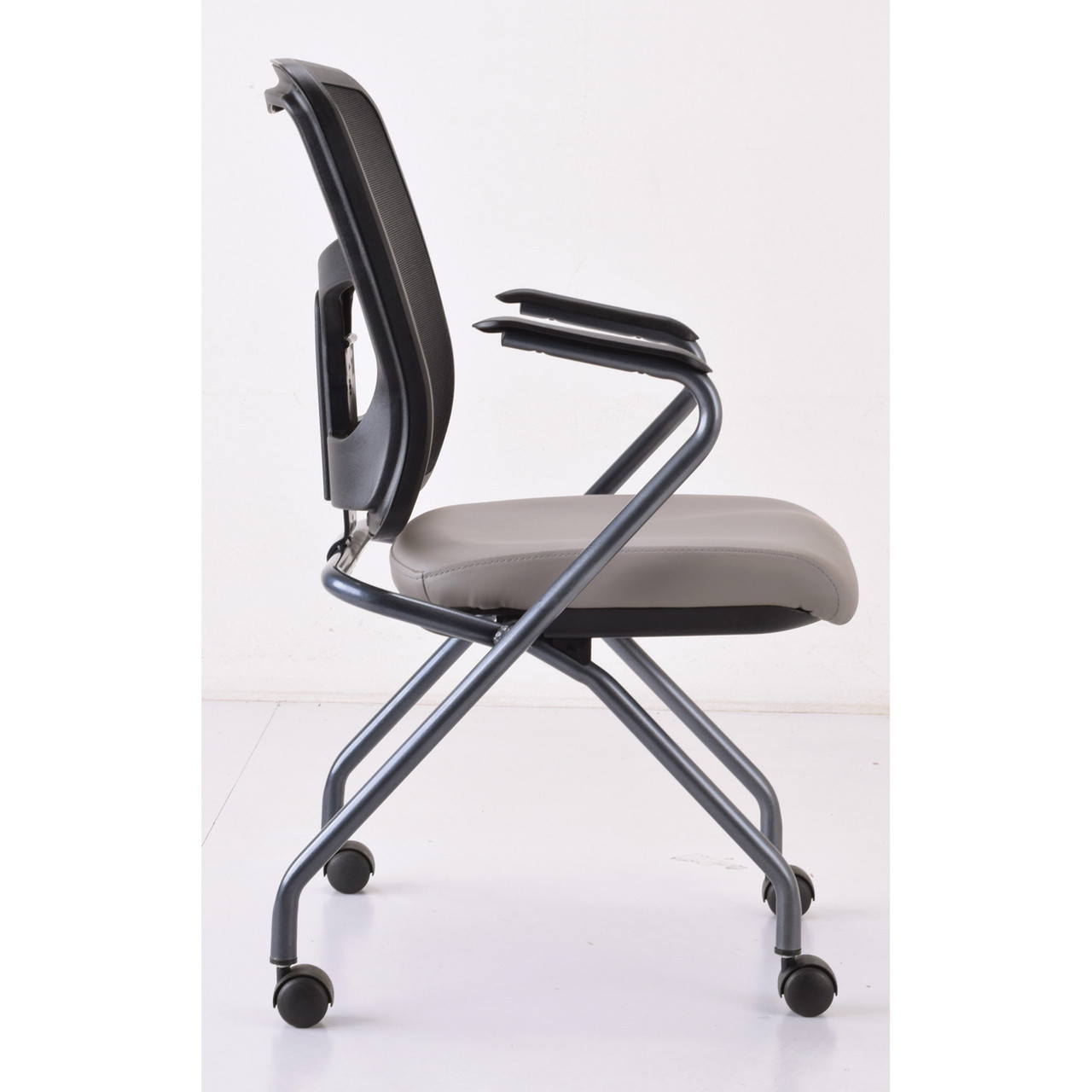 OfficeSource CoolMesh Collection Nesting Chair with Titanium Gray Frame - Image 4