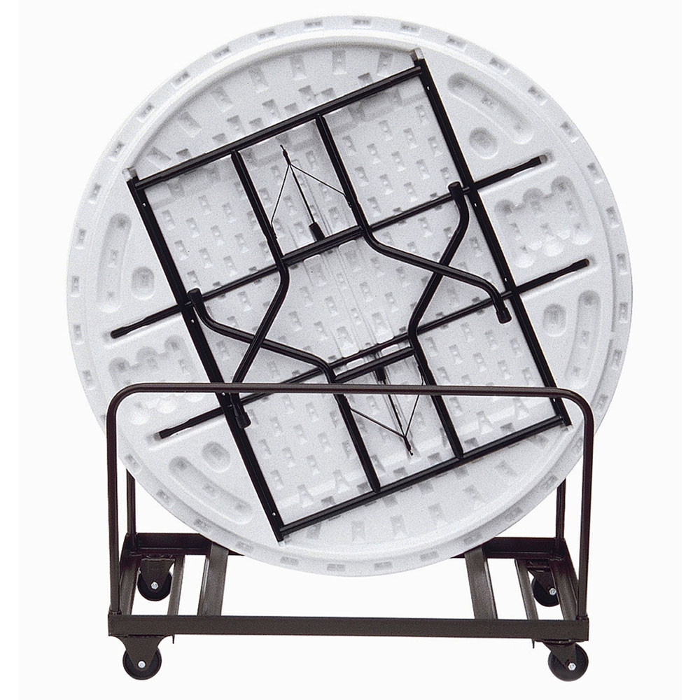 OfficeSource Melamine Folding Tables Edge Stacking Round Table Truck - Image 2