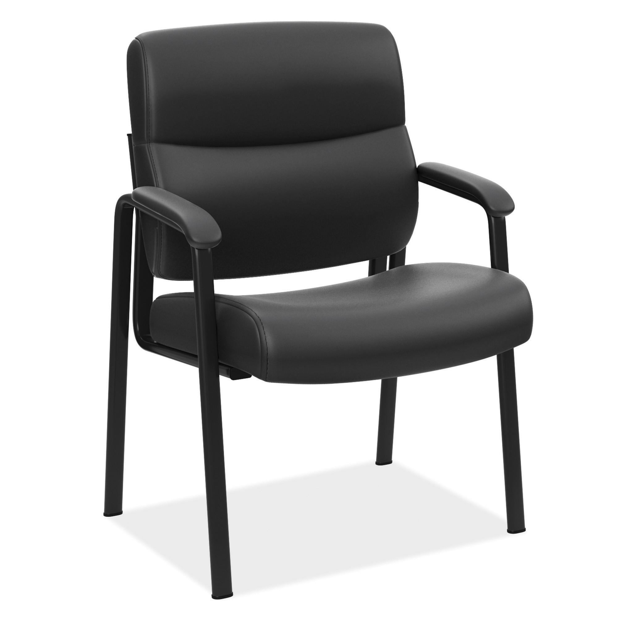 OfficeSource Aero Guest or Side Chair with Arms, Black Fabric Seat