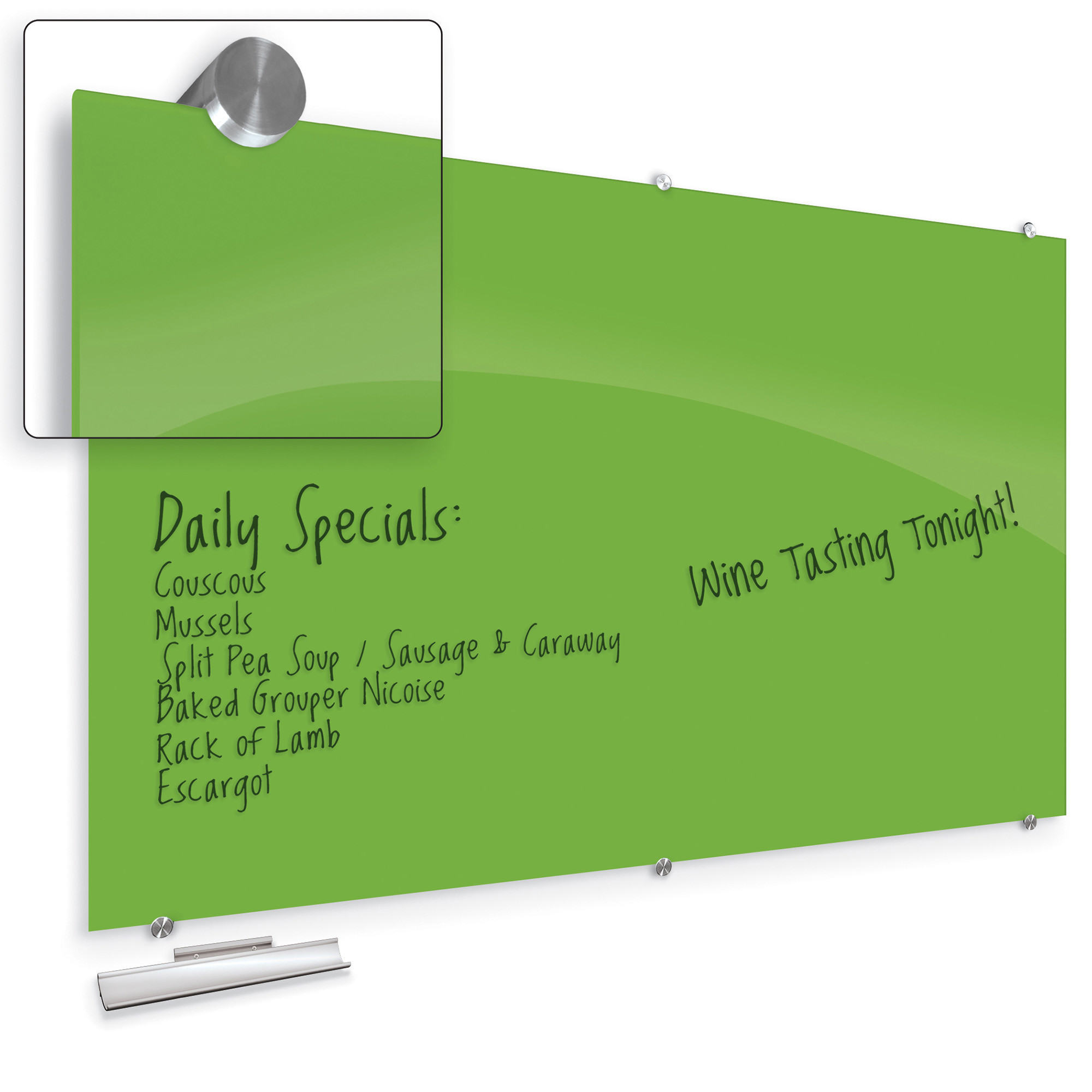 Glass Dry Erase Whiteboard 72"W x 48"H COE Distributing