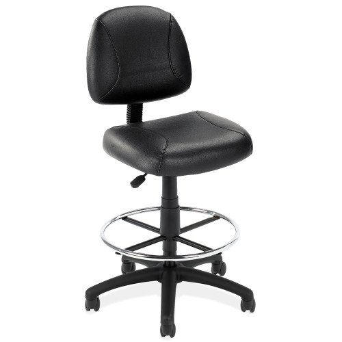 OfficeSource | Effort | Black Leather Armless Deluxe Posture Chair with Footring and Black Frame