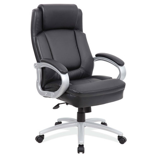 OfficeSource | Big & Tall | Executive Chair with Silver Heavy Duty Metal Base