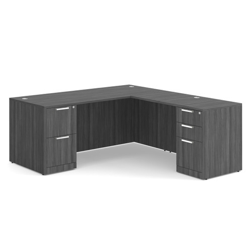 OfficeSource OS Laminate Collection Double Full Pedestal ''L'' Desk - 71'' x 30''