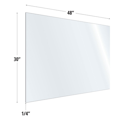 OfficeSource SafeGuard Barrier Collection Clear Acrylic Screen with Square Edges - 48"W x 30"H