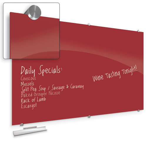 Magnetic Glass Dry Erase Whiteboard - 72"W x 48"H