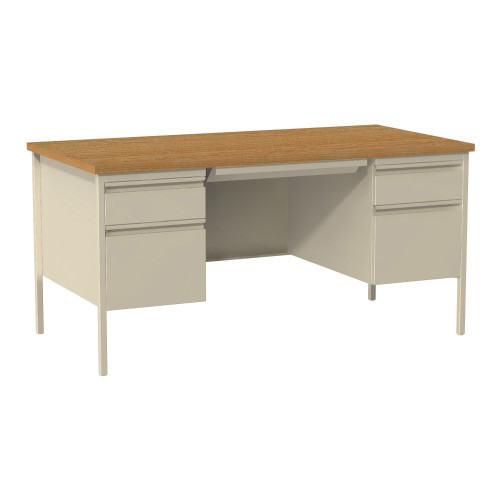 OfficeSource | Raleigh | 60"W Double Pedestal Steel Desk