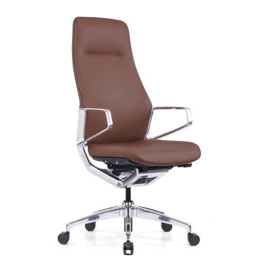 OfficeSource | Veneto | Executive High Back Chair with Polished Aluminum Frame