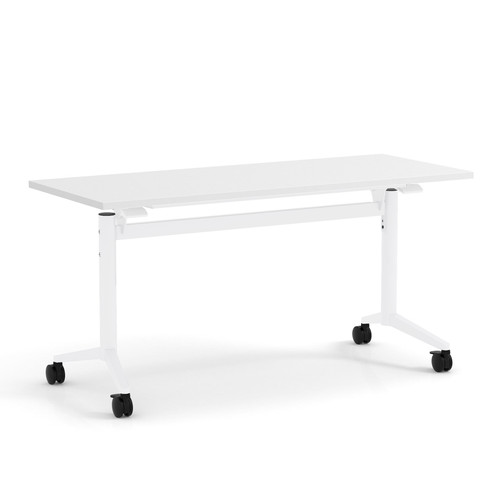 OfficeSource | OS Training Tables | White T-Flip Top, Nesting Table