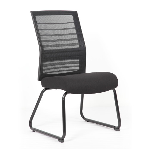 OfficeSource | Interchangeable | Black Mesh Back Armless Guest Chair with Sled Base