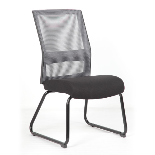 OfficeSource Interchangeable Gray Mesh Back Armless Guest Chair with Sled Base