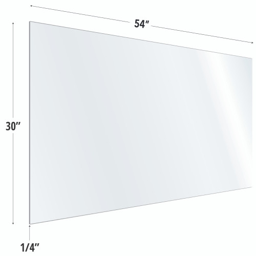 OfficeSource | SafeGuard Barrier | Clear Acrylic Screen with Square Edges - 54"W x 30"H