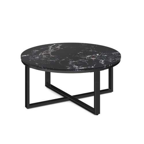 OfficeSource | Kora | 36" Round Quartz Occasional Table with Black Metal Base