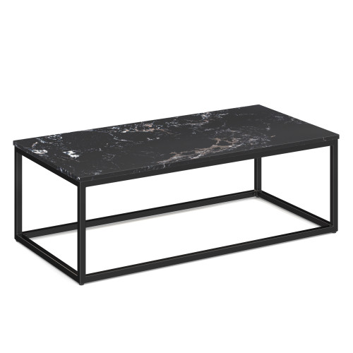 OfficeSource | Lenox | 24" x 48" Rectangular  Quartz Top Coffee Table with Black Metal Base