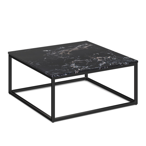 OfficeSource | Lenox | 36" Square Quartz Top Coffee Table with Black Metal Base