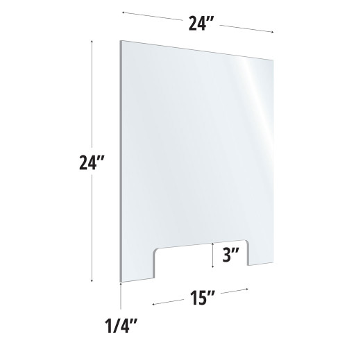 OfficeSource SafeGuard Barrier Collection Clear Acrylic Screen with Transaction Cutout - 24"W x 24"H