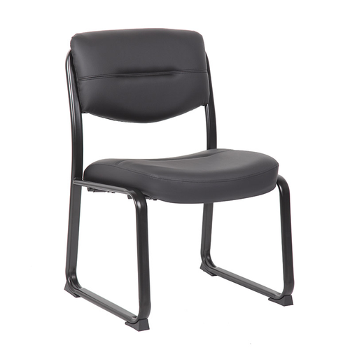 OfficeSource Merit Collection Armless Sled Base Guest Chair with Seat Seam and Black Frame