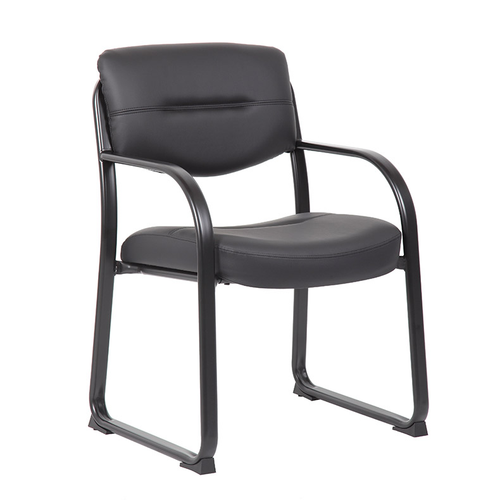 OfficeSource Merit Collection Sled Base Guest Chair with Arms, Seat Seam and Black Frame
