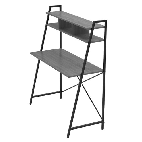 OfficeSource Any Space WFH Black Metal Frame Desk with Hutch & Two