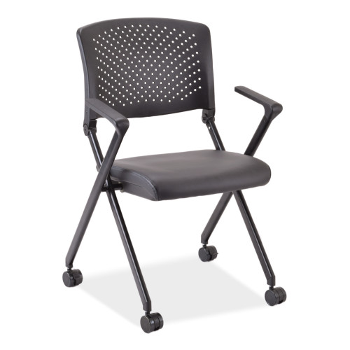 OfficeSource | Julep | Nesting Chair with Arms and Casters, Black Frame
