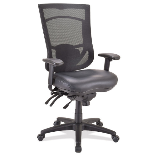 OfficeSource CoolMesh Pro Collection Multi-Function, High Back Chair with Antimicrobial Upholstered Seat, Adjustable Arms and Black Frame