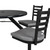 Covey , Outdoor Multi-Purpose, Cluster Table with 4 Seats, 36" Round, 29" High, Cappuccino Fiberglass Top, Black Frame, Cappuccino Fiberglass Seats