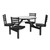 Covey Indoor Cluster Table with 4 Seats, 36" Round, 29" High, Fusion Maple Laminate Top, Black Frame, Black Wood Seats