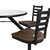 Covey Indoor Cluster Table with 4 Seats, 36" Round, 29" High, Fusion Maple Laminate Top, Black Frame, Black Wood Seats