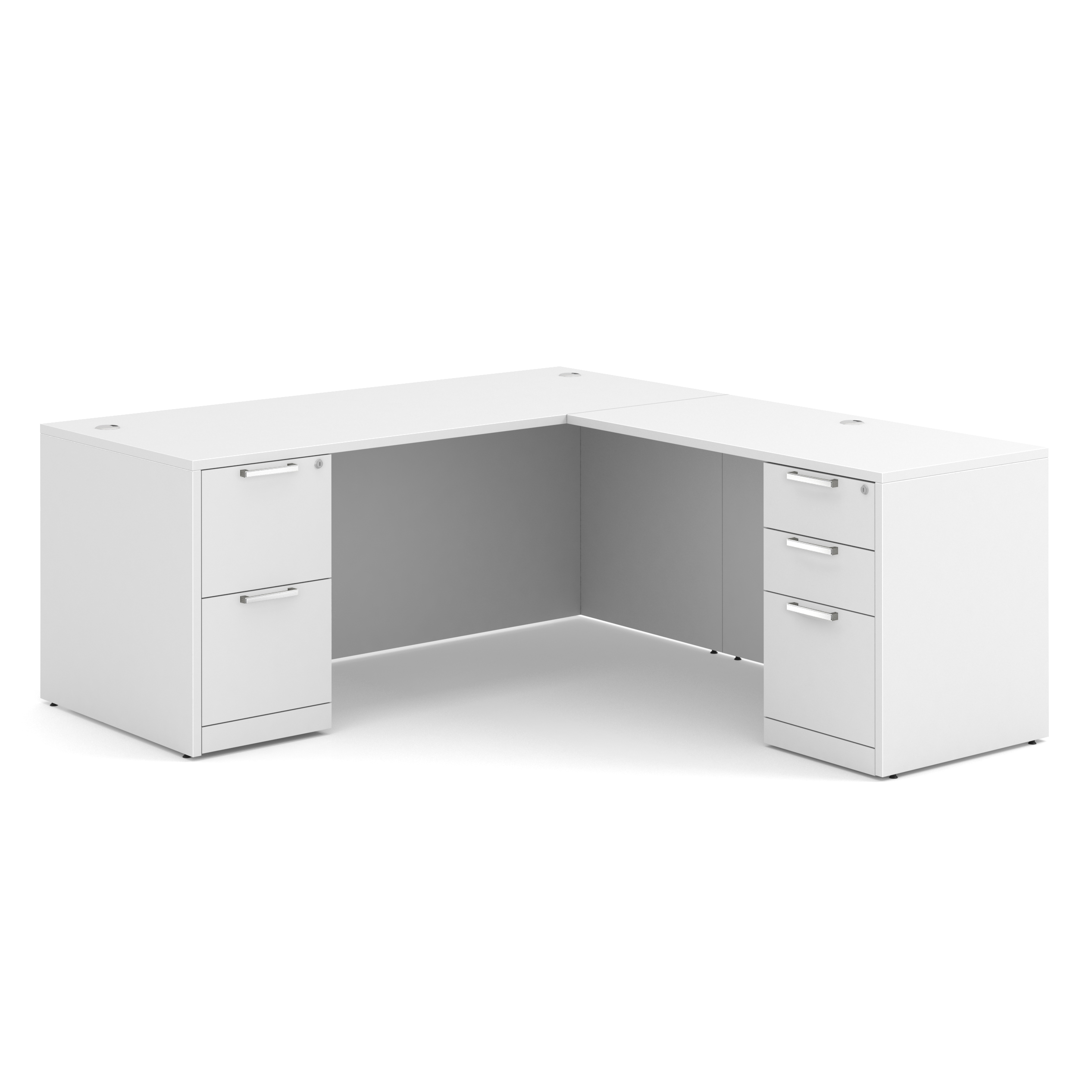 OS Laminate Double Full Pedestal L-Desk - 71'' x 30'' - White