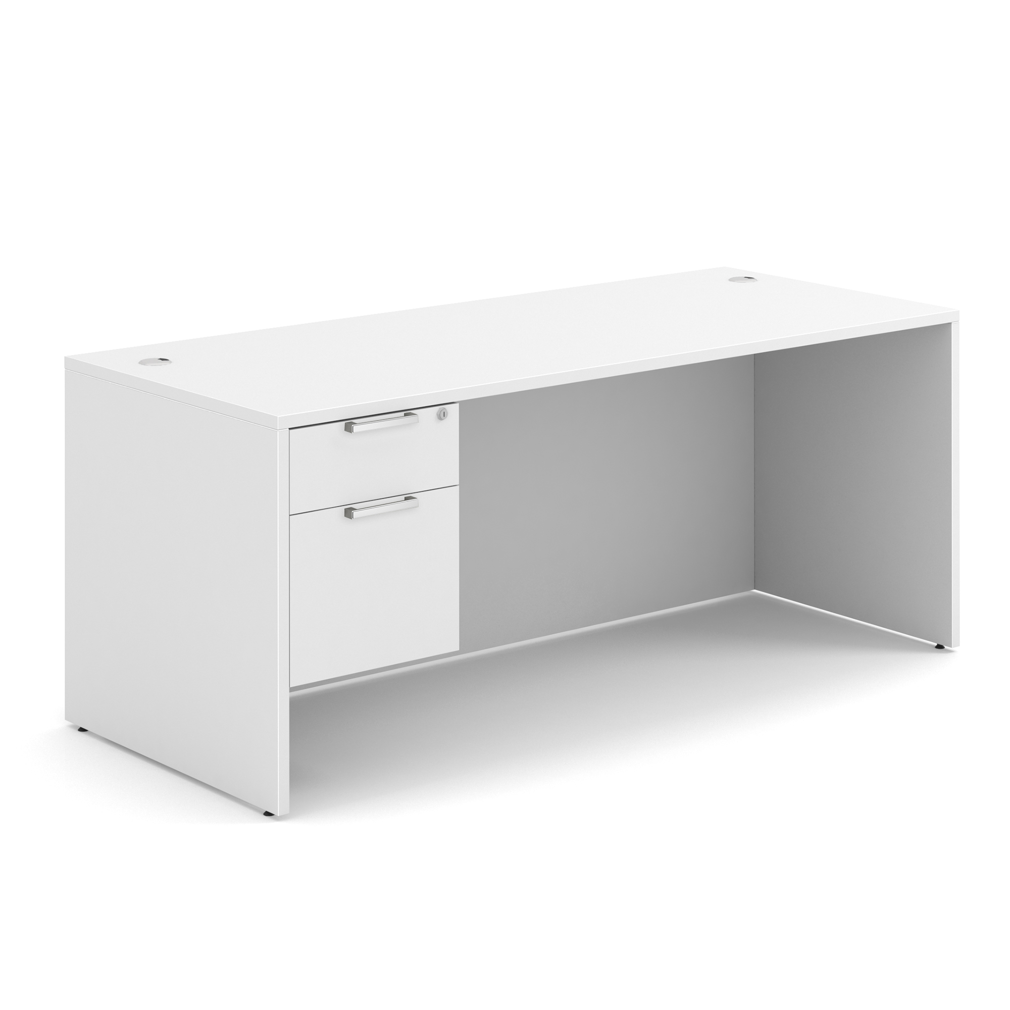 OS Laminate Single 3/4 Pedestal Desk - 71'' x 30'' - White