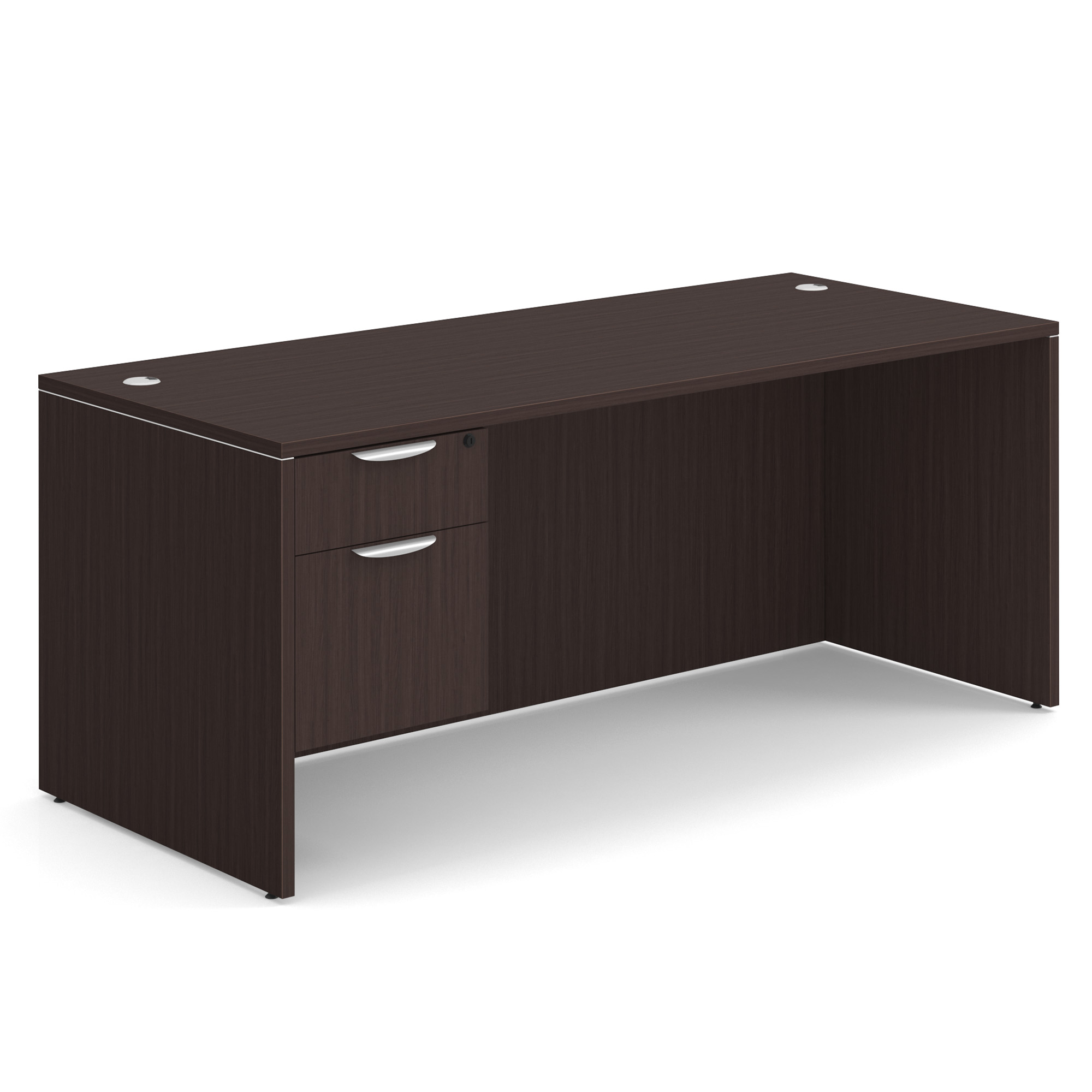 OS Laminate Single 3/4 Pedestal Desk - 71'' x 30'' - Espresso