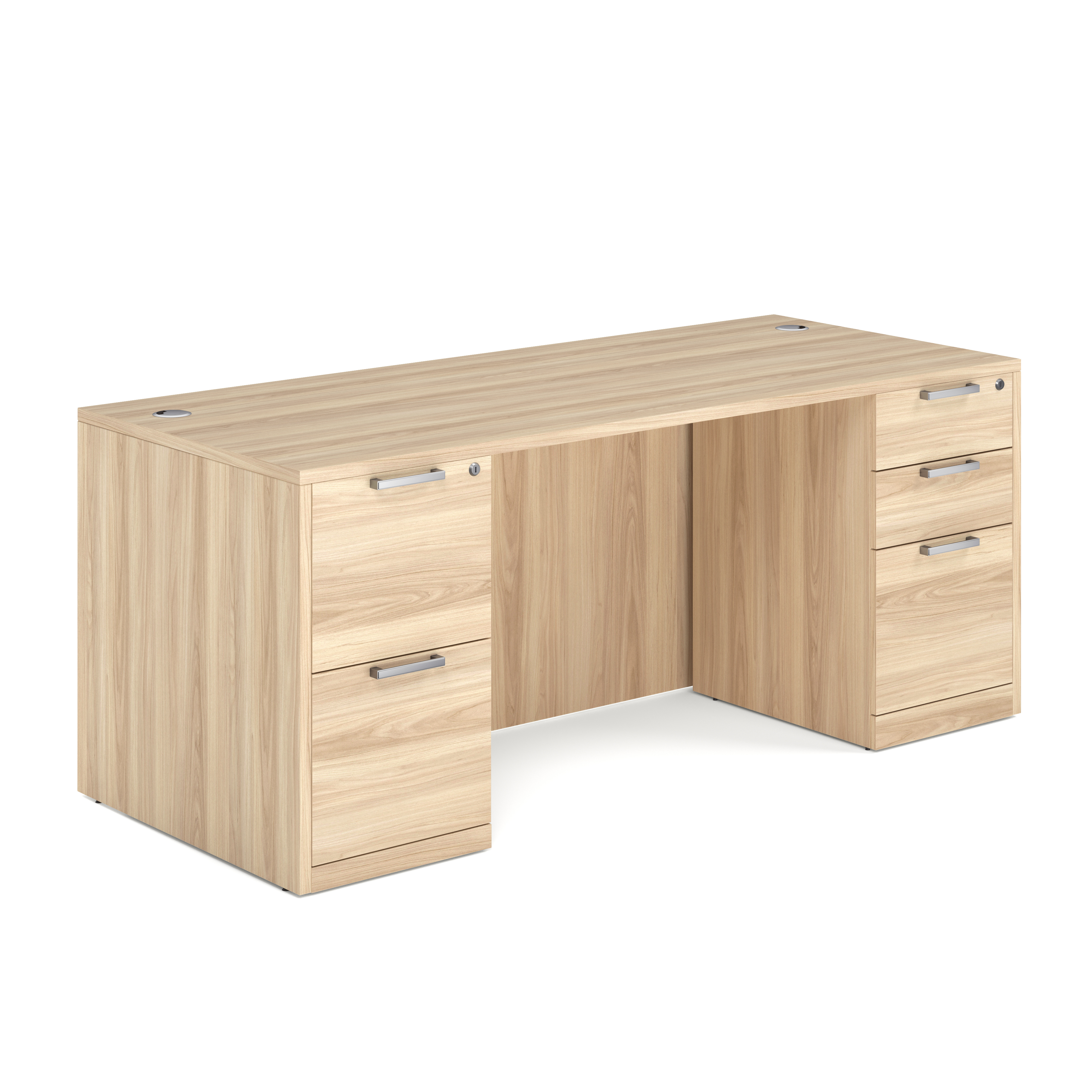 OS Laminate Double Full Pedestal Desk - 71'' x 30'' - American Elm
