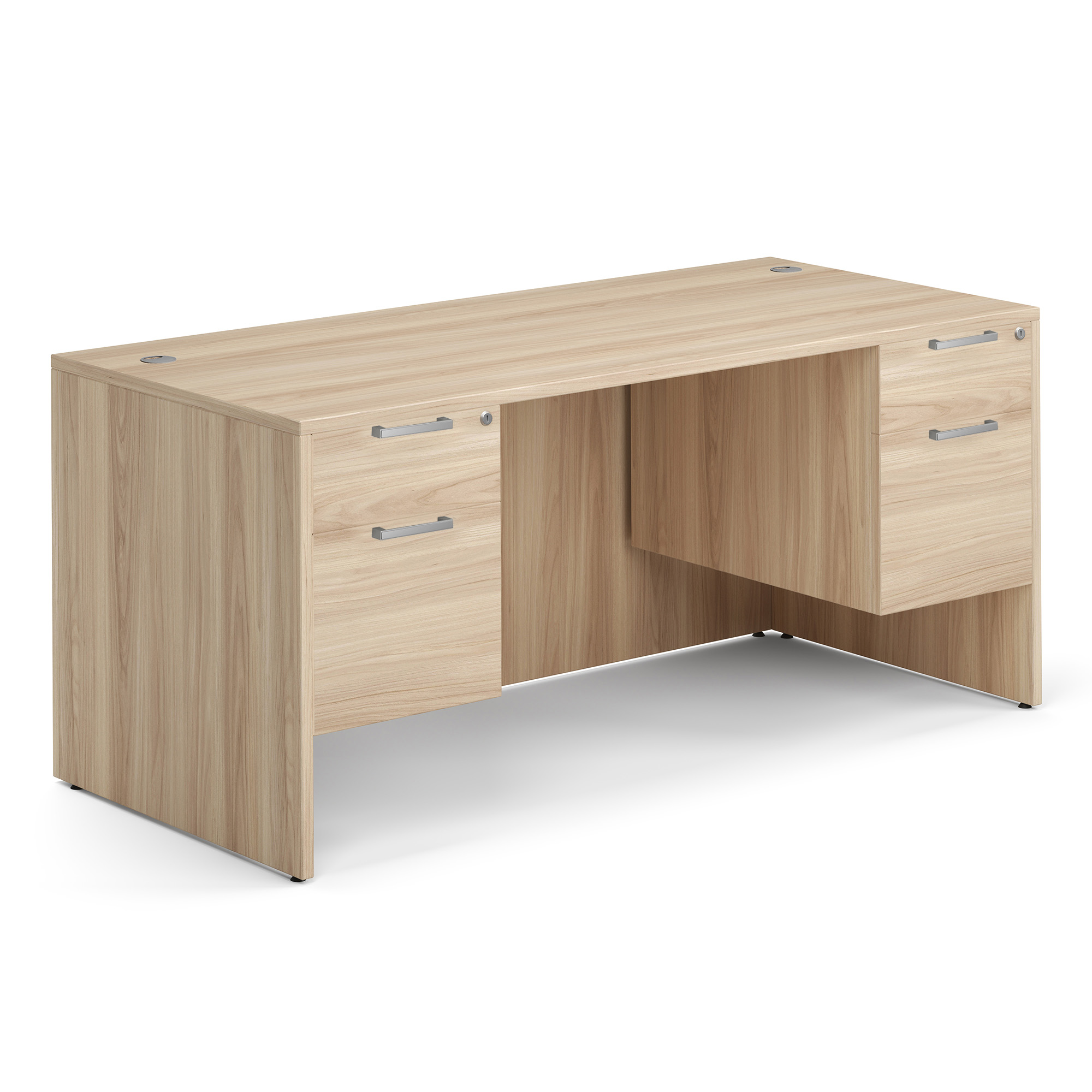 OS Laminate Double 3/4 Pedestal Desk - 66'' x 30'' - American Elm