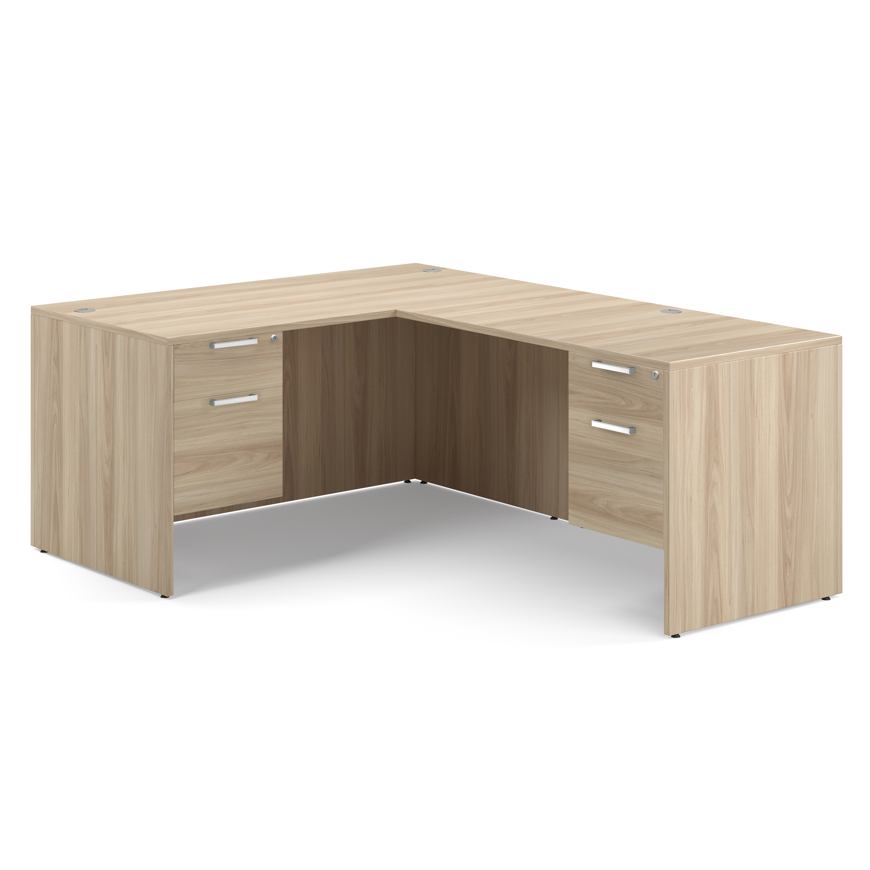 OS Laminate Double 3/4 Pedestal L-Desk - 60'' x 30'' - American Elm