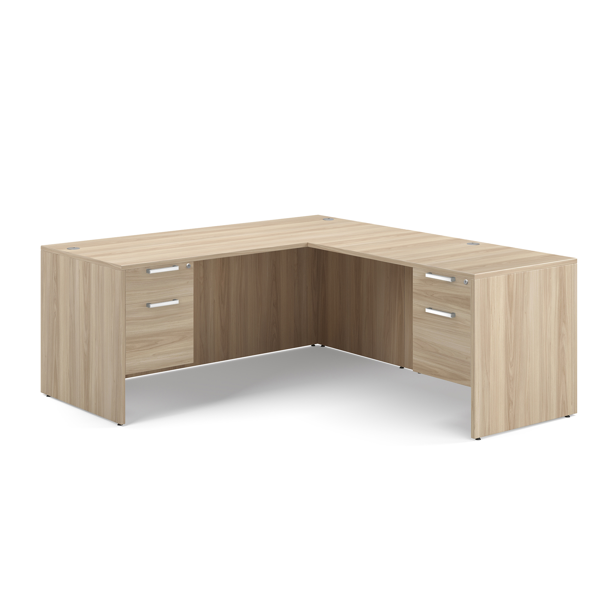 OS Laminate Double 3/4 Pedestal L-Desk - 71'' x 30'' - American Elm