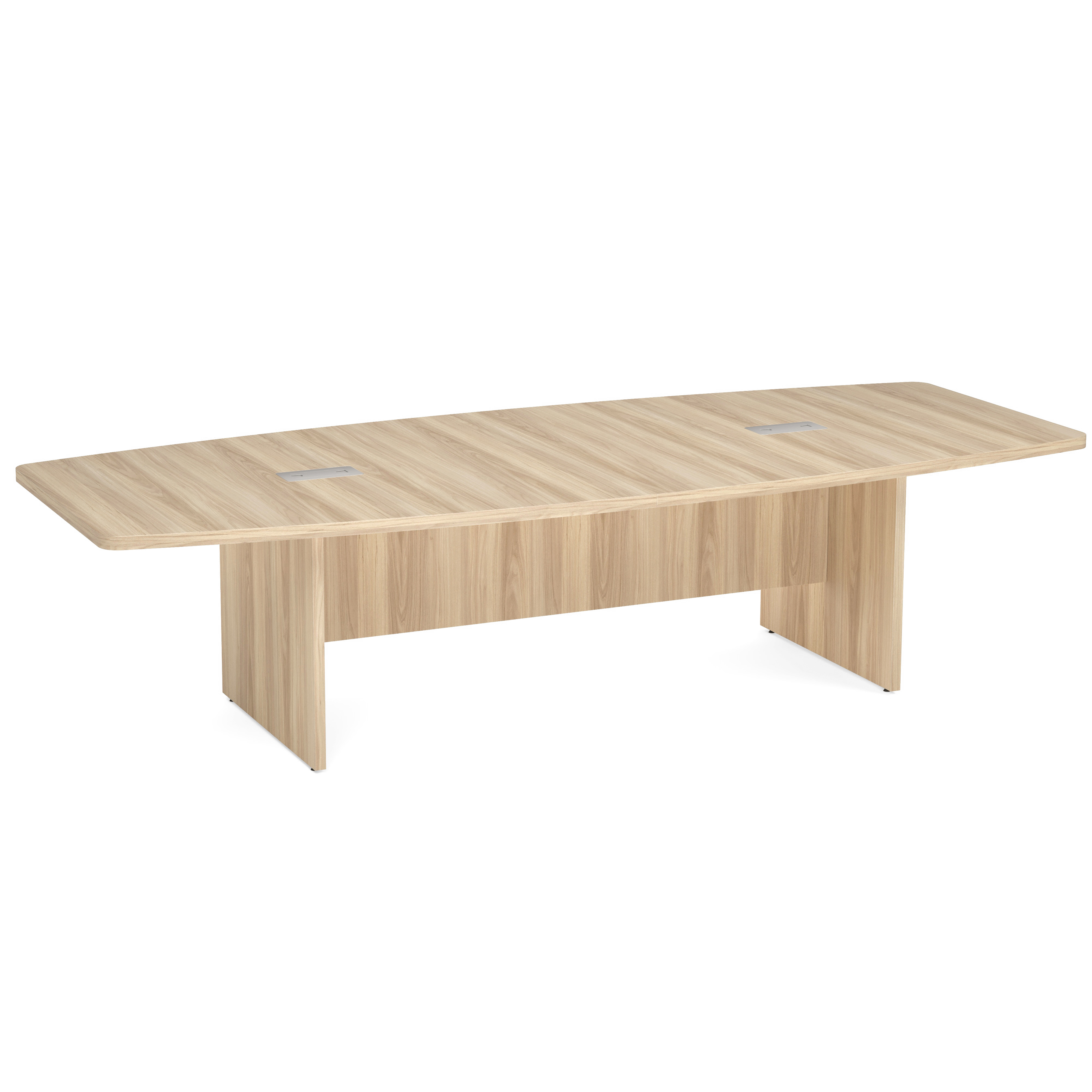OfficeSource | OS Conference Tables | Boat Shaped Conference Table with Slab Base - 10' - American Elm