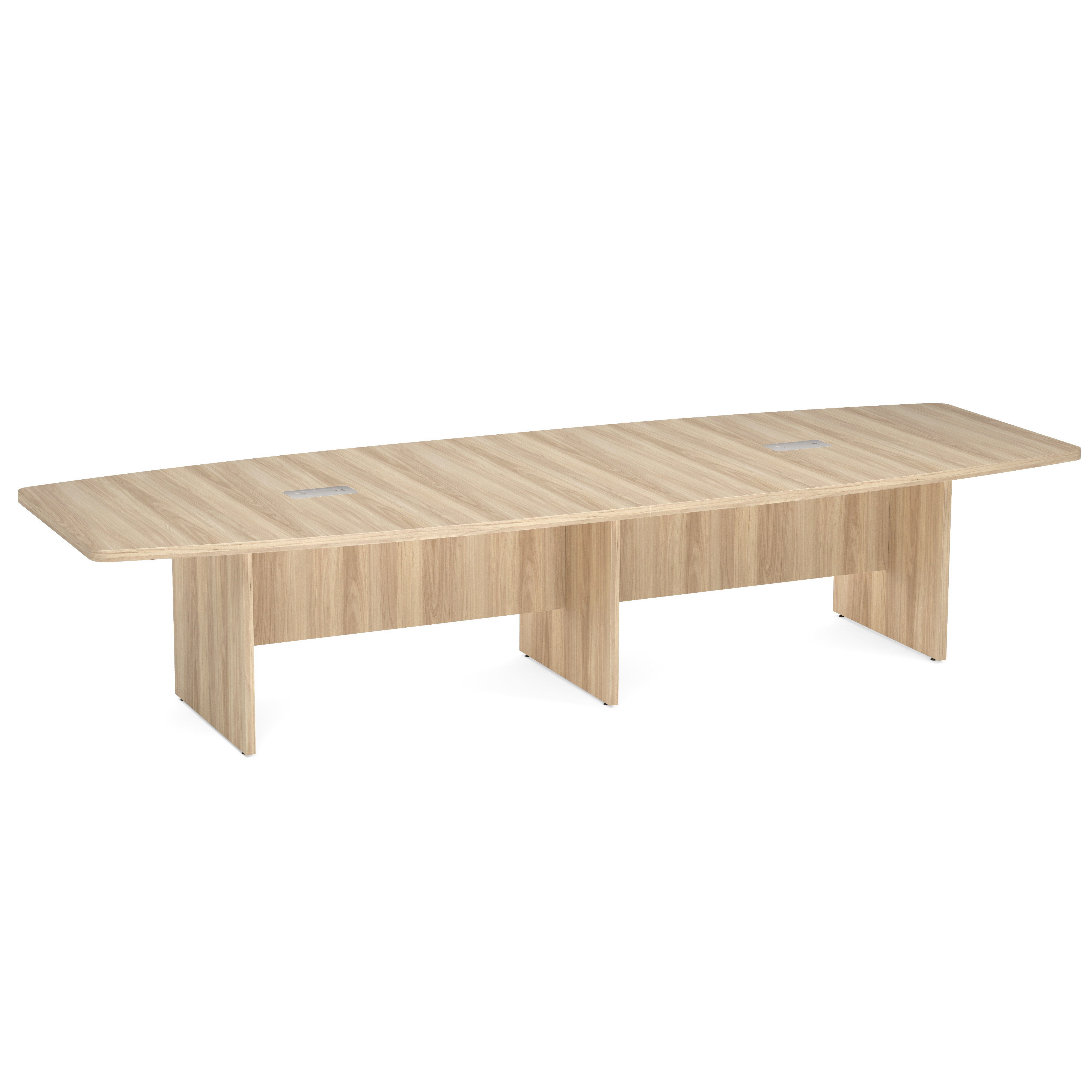 OfficeSource OS Conference Tables Boat Shaped Conference Table with Slab Base - American Elm
