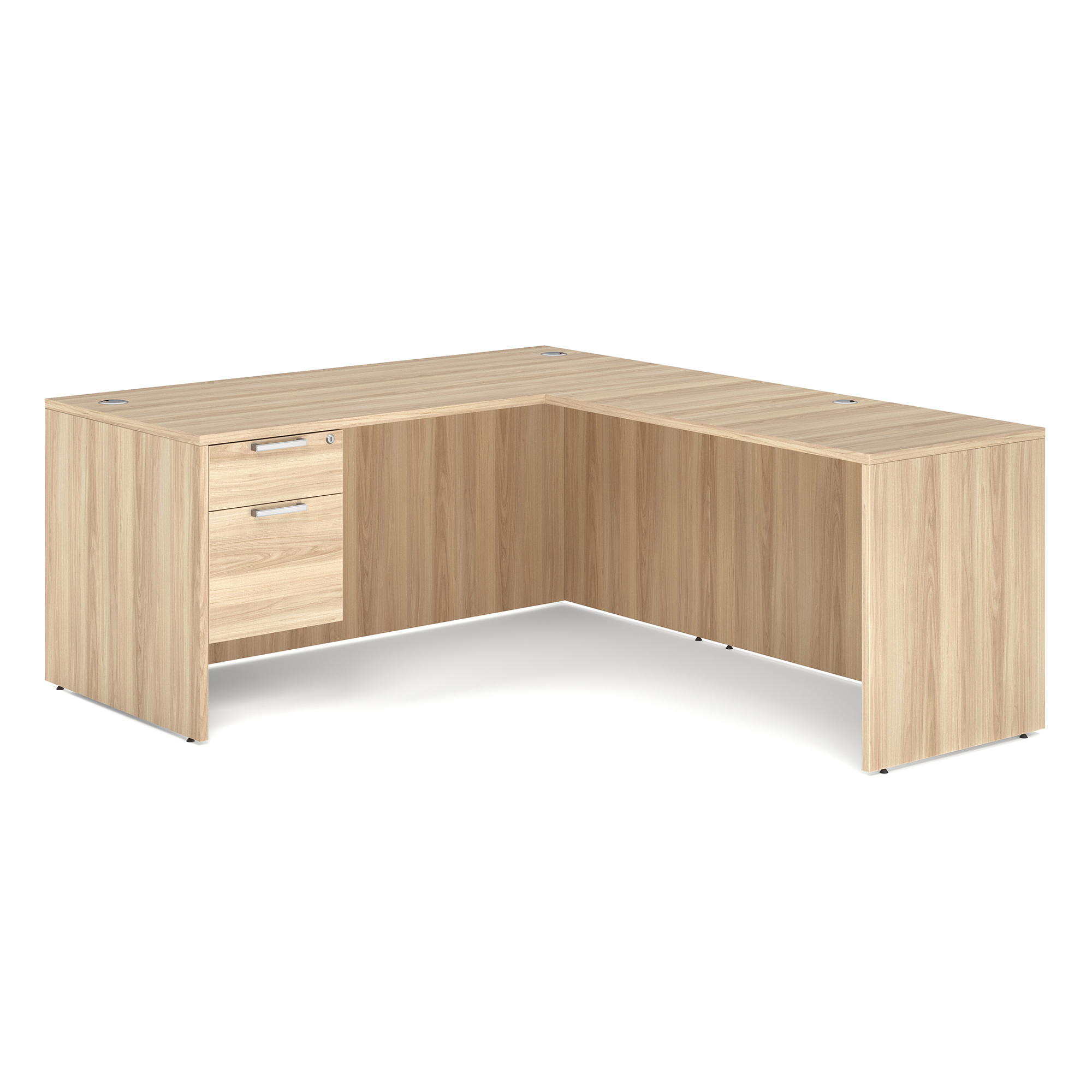 OfficeSource OS Laminate Collection Single 3/4 Pedestal "L" Desk - 66" x 30"