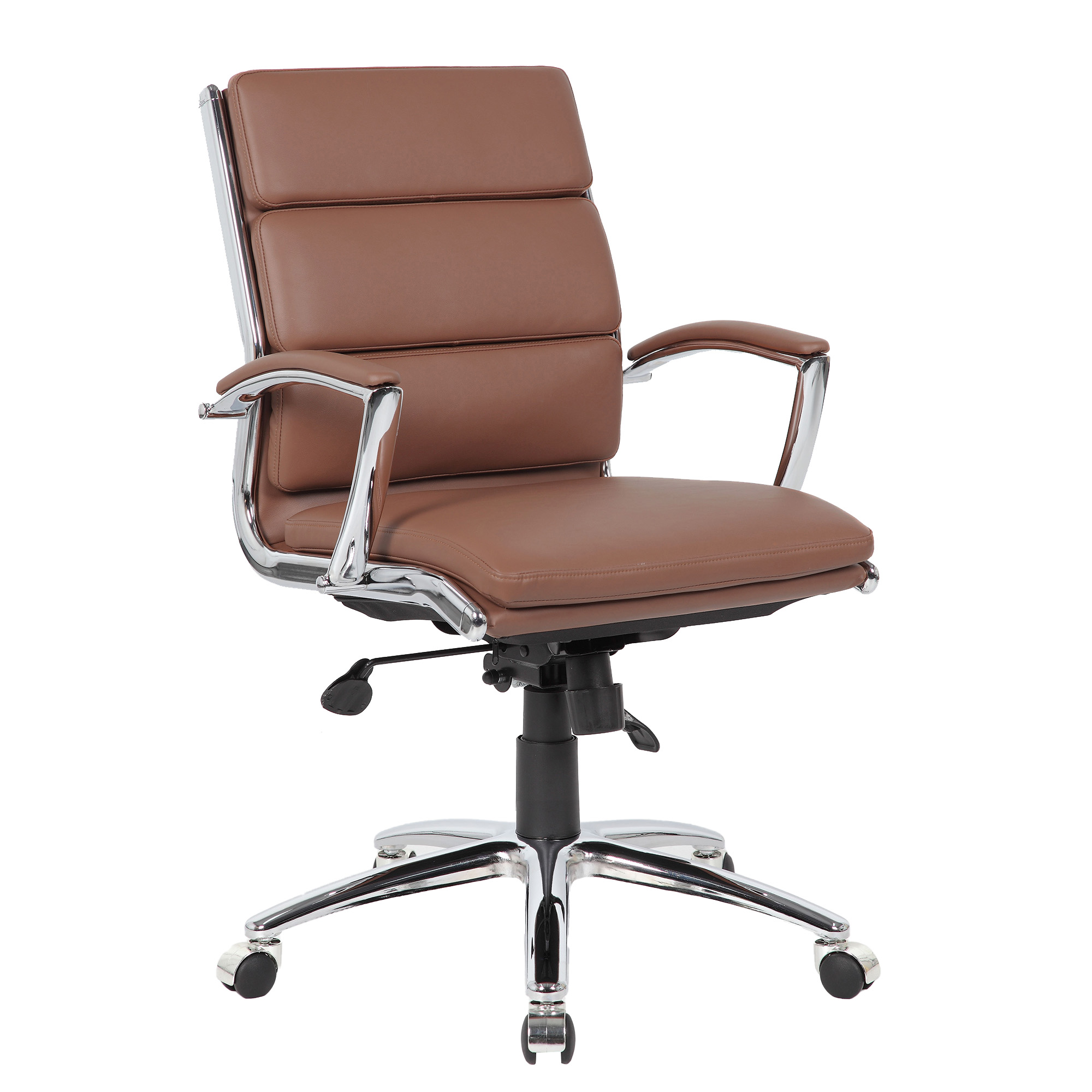 OfficeSource | Merak | Executive Mid Back with Chrome Frame - Caramel - Chrome