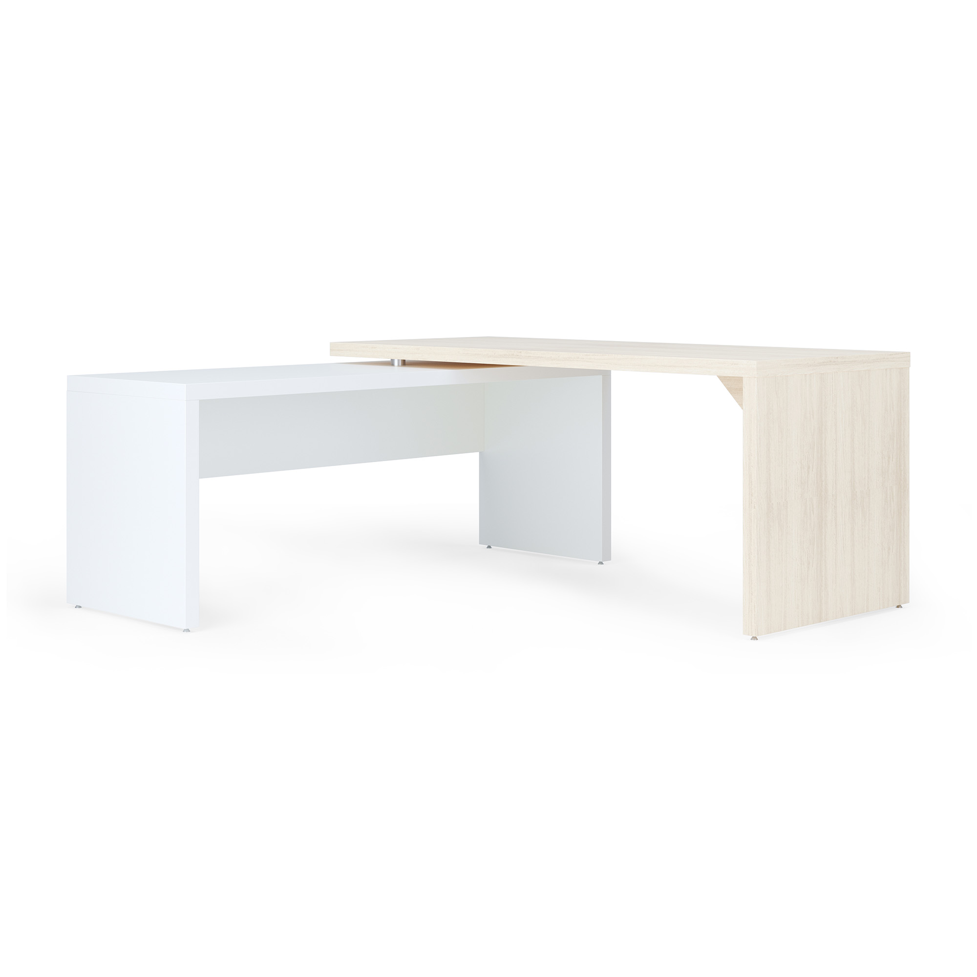 OfficeSource | Lucca | L Shape Desk with Reversible Return - Cypress / Pearl