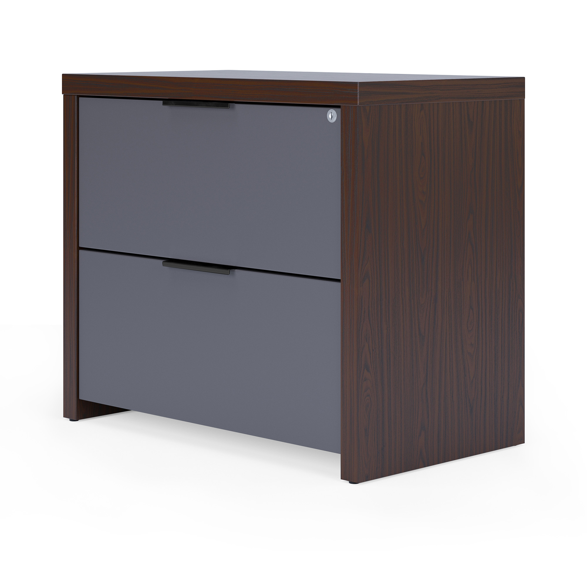 OfficeSource | Lucca | 2 Drawer Lateral File - Walnut / Charcoal