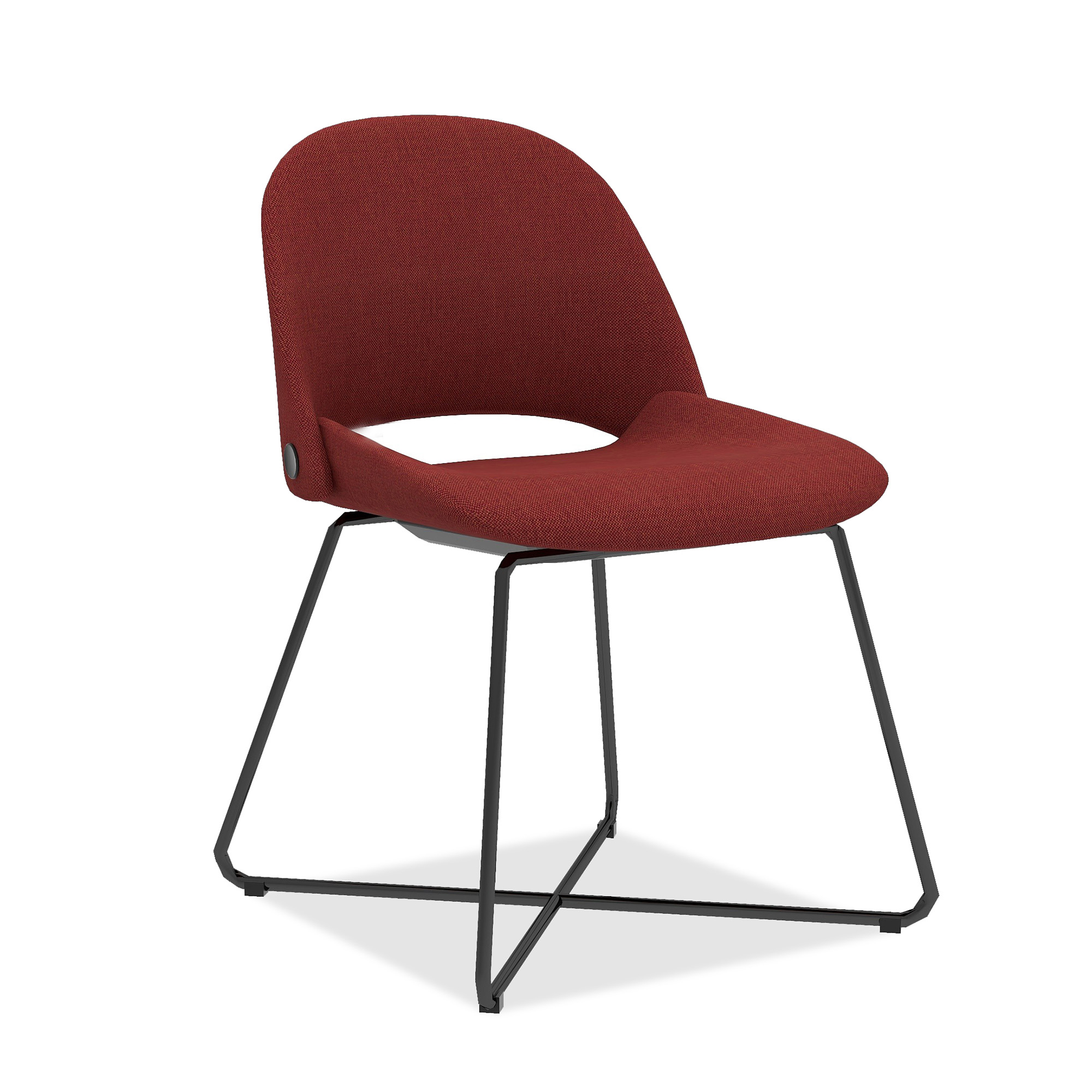 OfficeSource | Jola | Fabric Guest Chair with Black Metal Base - Set of 2 - Crimson