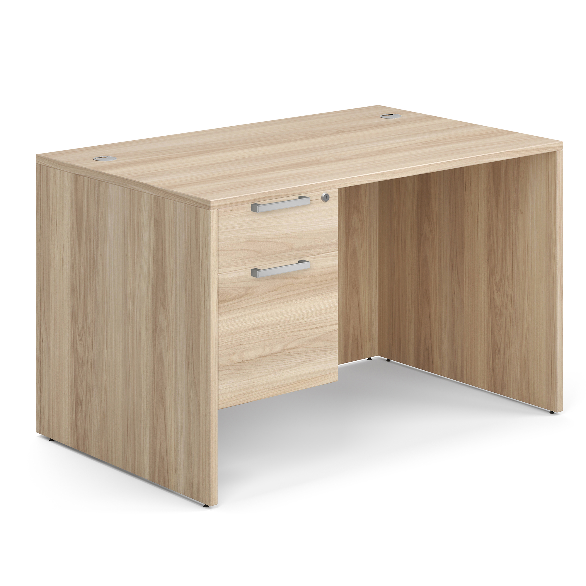OfficeSource OS Laminate Collection Single 3/4 Pedestal Desk - 48'' x 30'' - American Elm