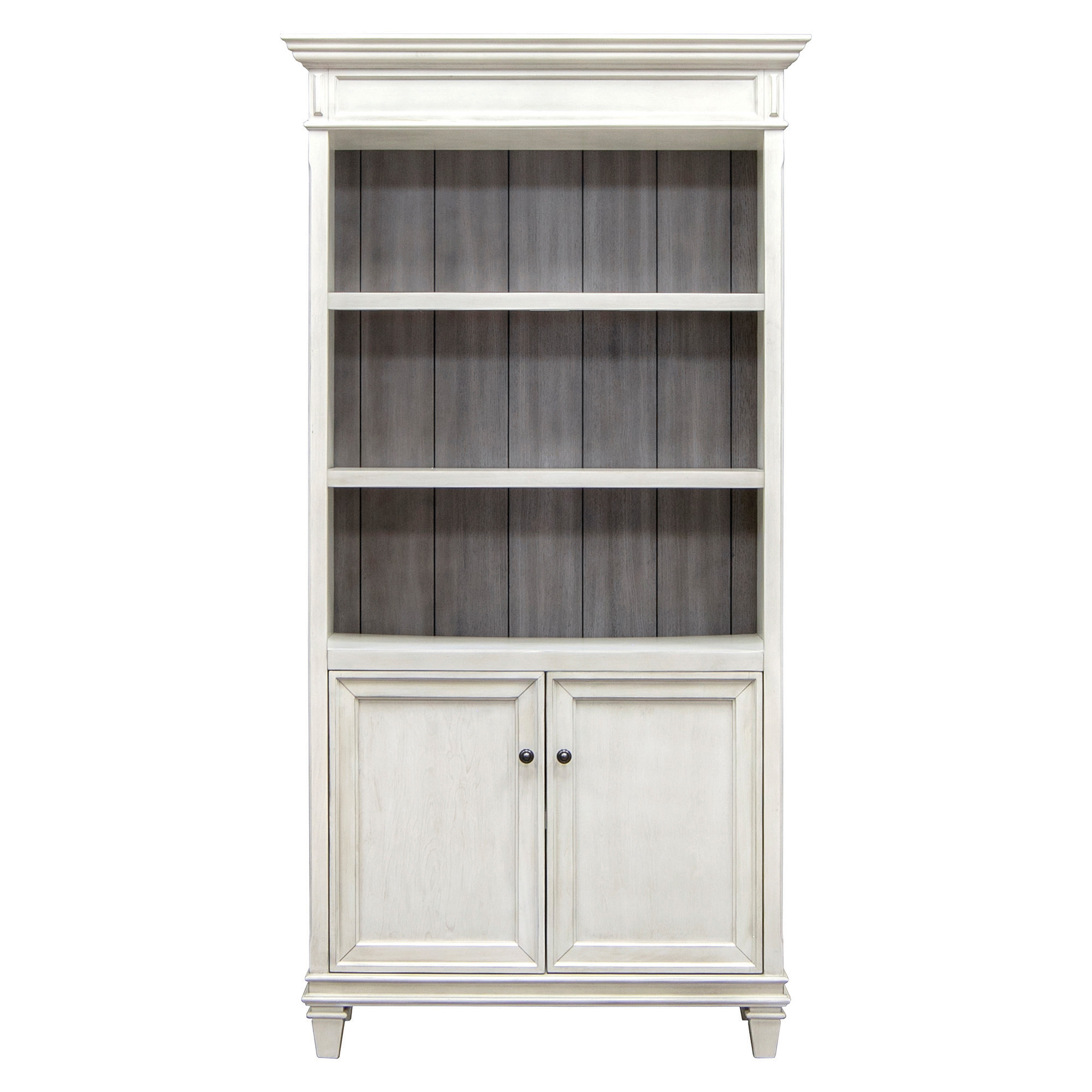 OfficeSource | Refined | Bookcase w/ Doors - Vintage Linen with Dry Gray Tops