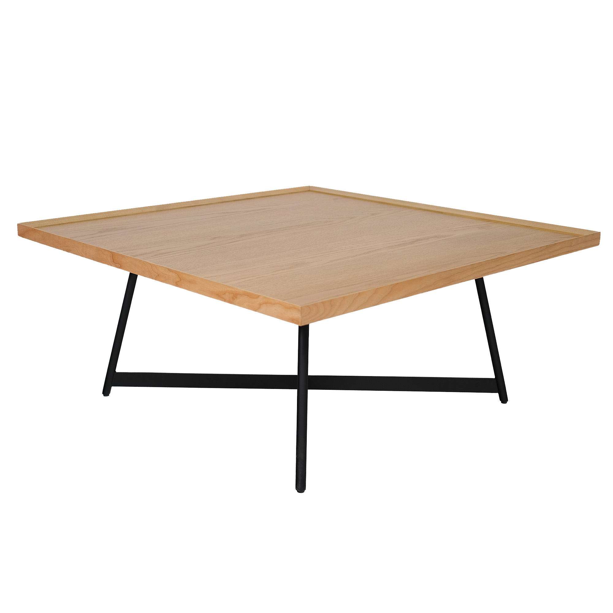 OfficeSource | Declan | 36''W Square Coffee Table - Natural - Black