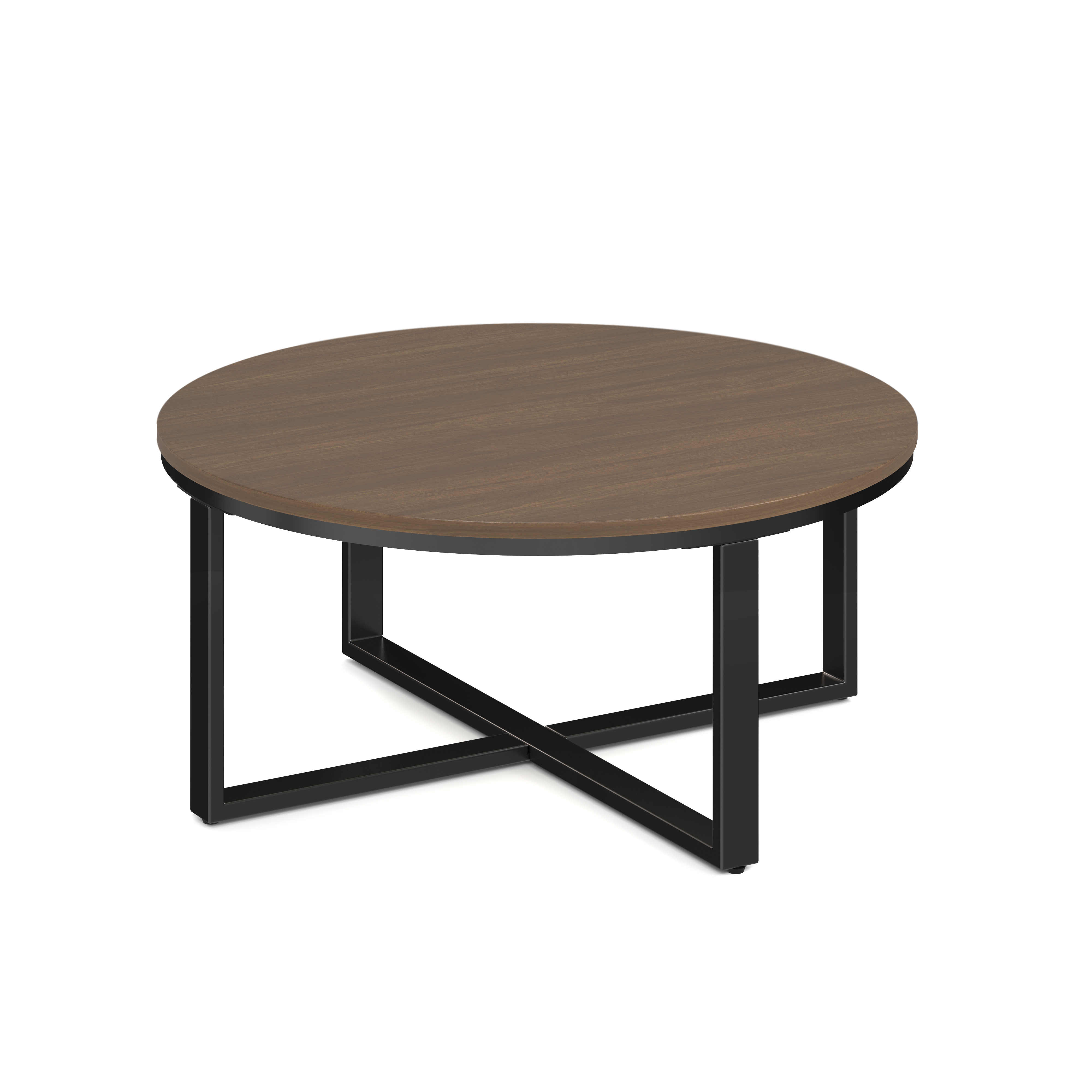Kora 36'' Round Occasional Table with Black Metal Base - Modern Walnut - Black