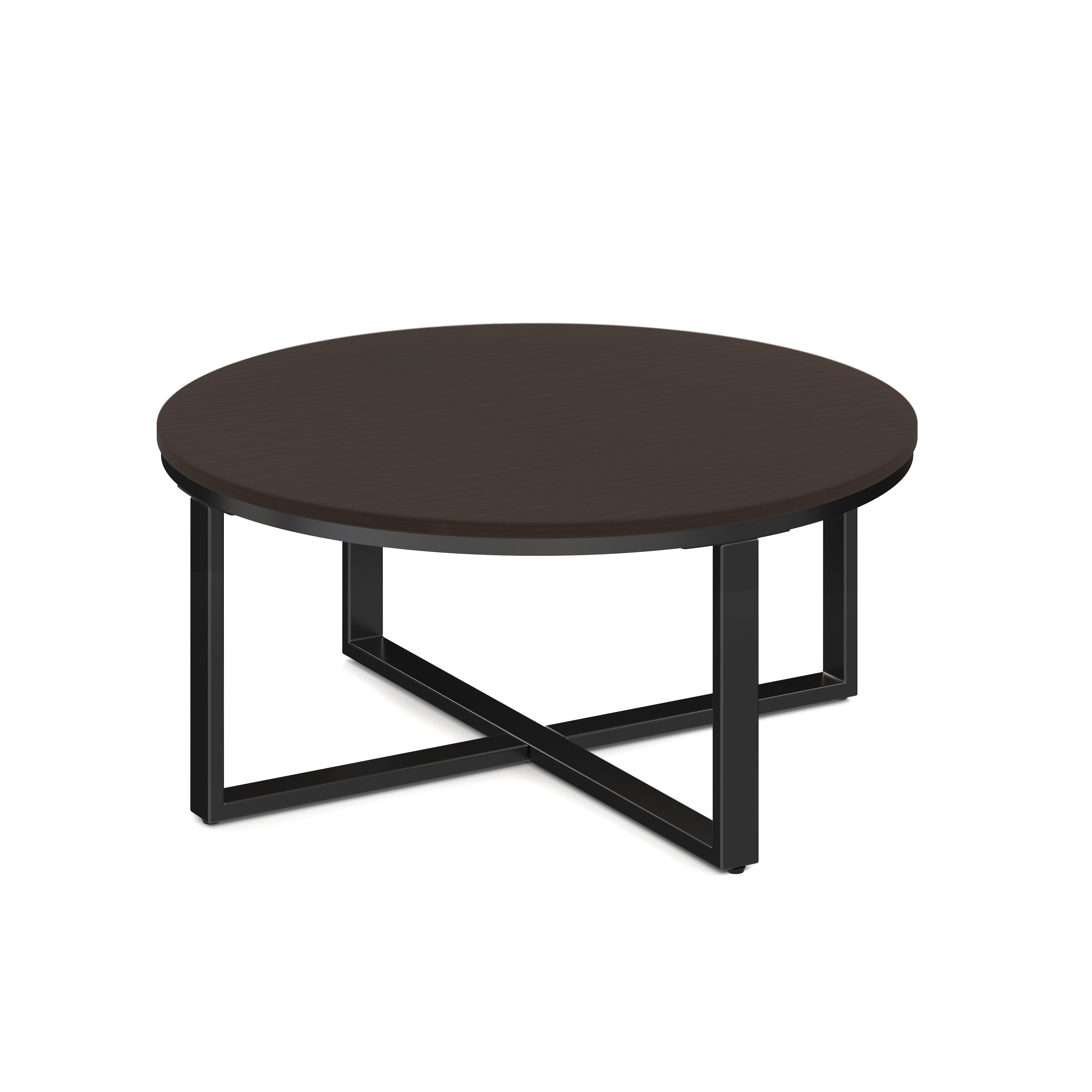 Kora 36'' Round Occasional Table with Black Metal Base - Espresso - Black