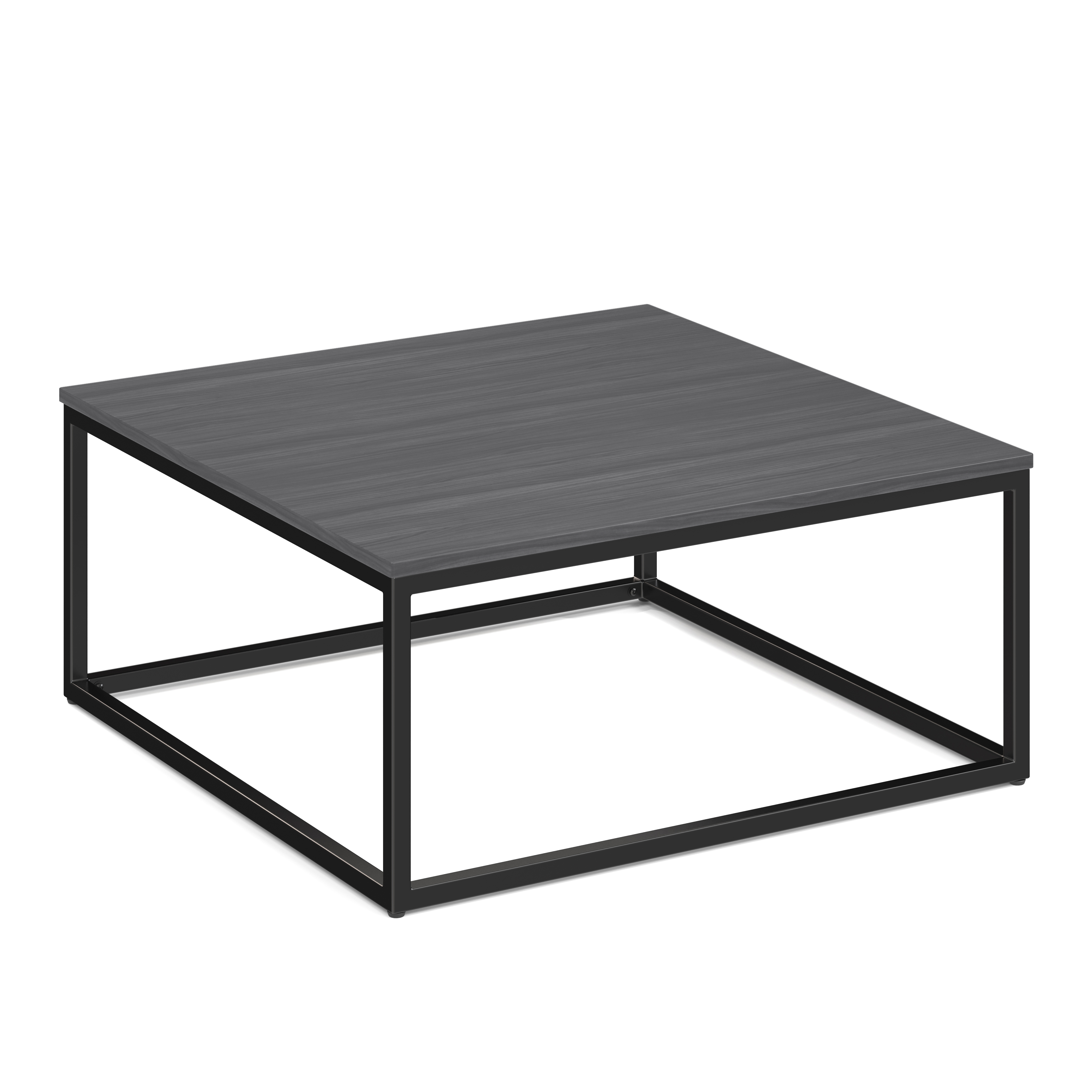 Lenox 36'' Square Coffee Table with Black Metal Base - Coastal Gray - Black