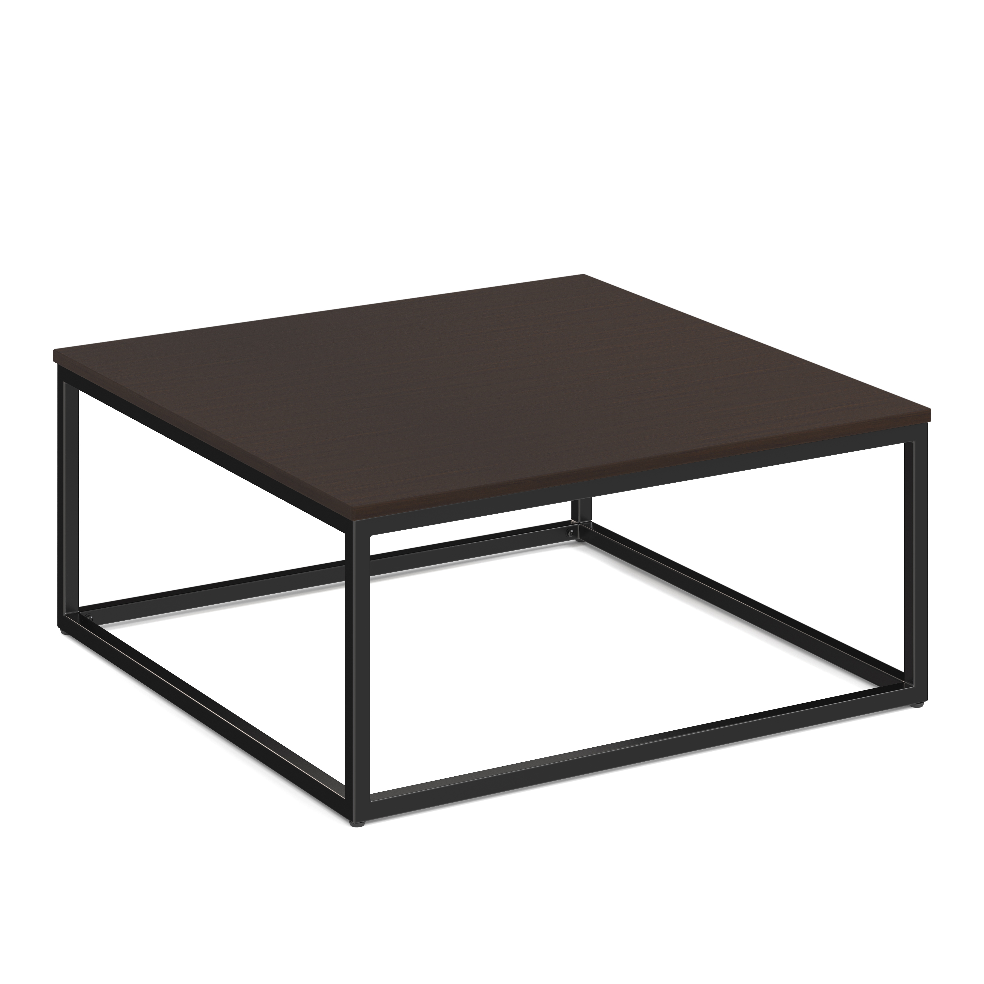 Lenox 36'' Square Coffee Table with Black Metal Base - Espresso - Black