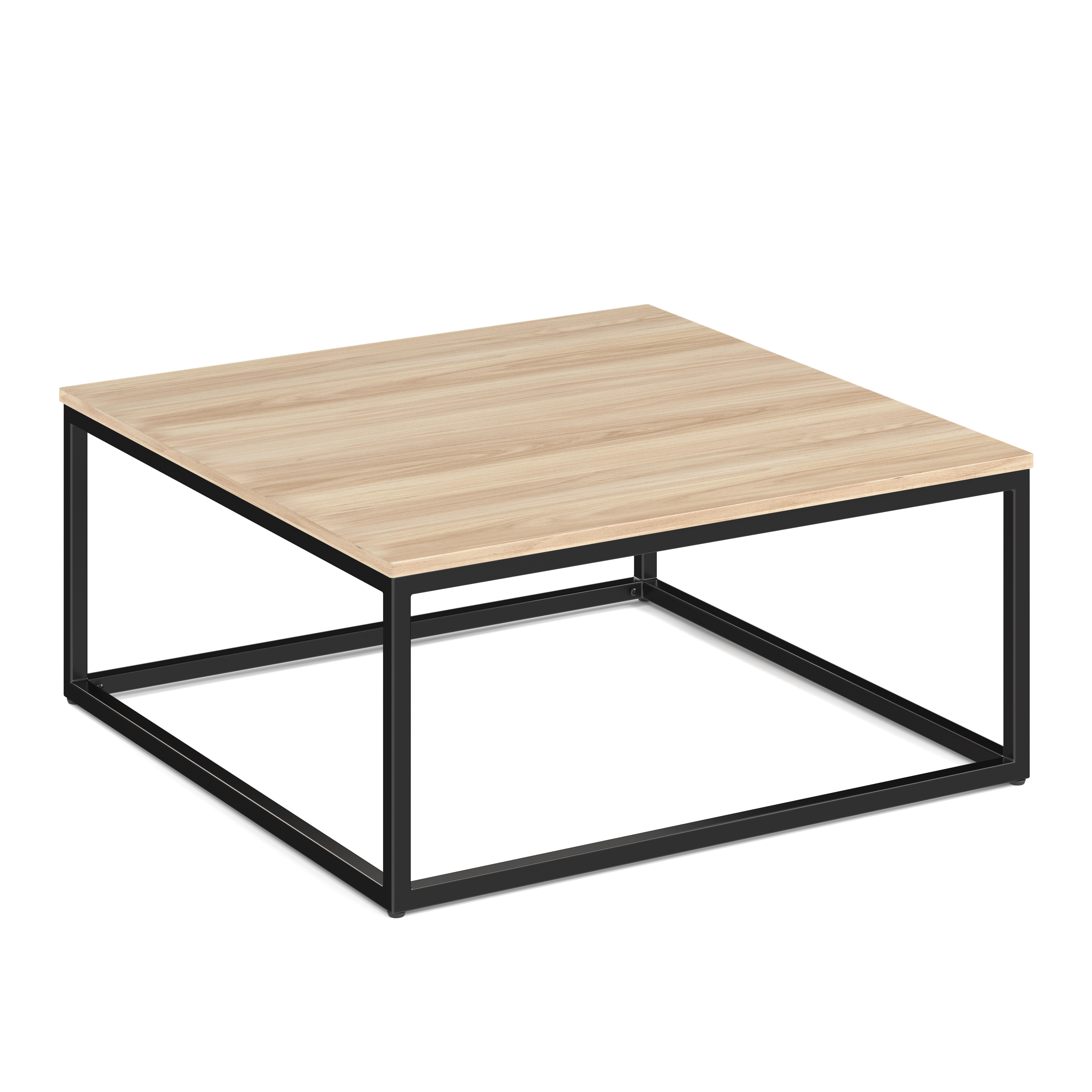 Lenox 36'' Square Coffee Table with Black Metal Base - American Elm - Black