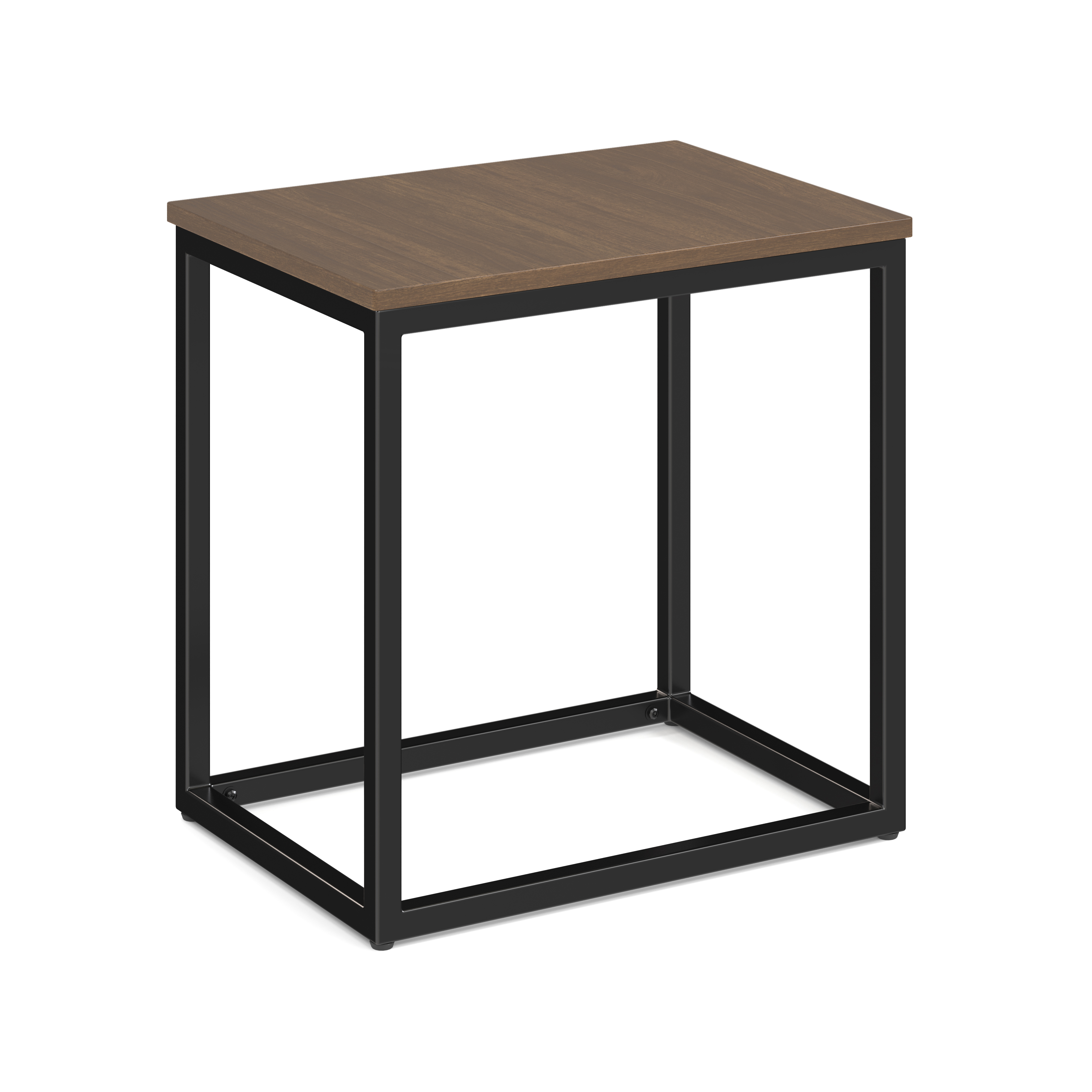 Lenox 22'' x 16'' Rectangular  Side Table with Black Metal Base - Modern Walnut - Black
